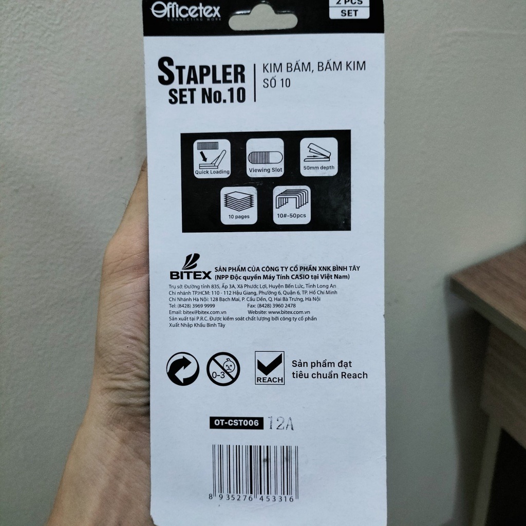 Combo Bấm Kim + 1 Hộp Kim Officetex CST006