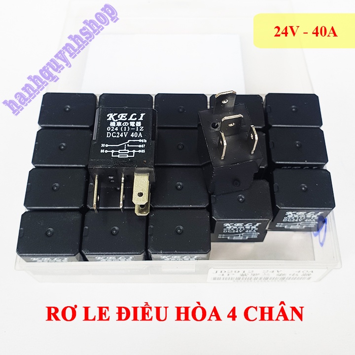 Hộp 20 Rơ le điều hòa ô tô 4 chân 12V 40A hoặc 24V 40A màu đen