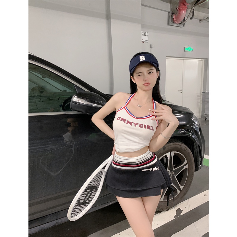 Cocory vn Bộ Áo Tank Top / Chân Váy Chữ A Lưng Thấp In Họa Tiết Thời Trang Quyến Rũ Cho Nữ