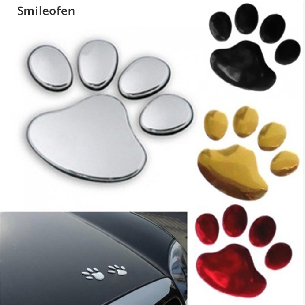 Bộ 2 Miếng Dán Hình Dấu Chân Chó 3D Trang Trí Xe Hơi Xe Máy