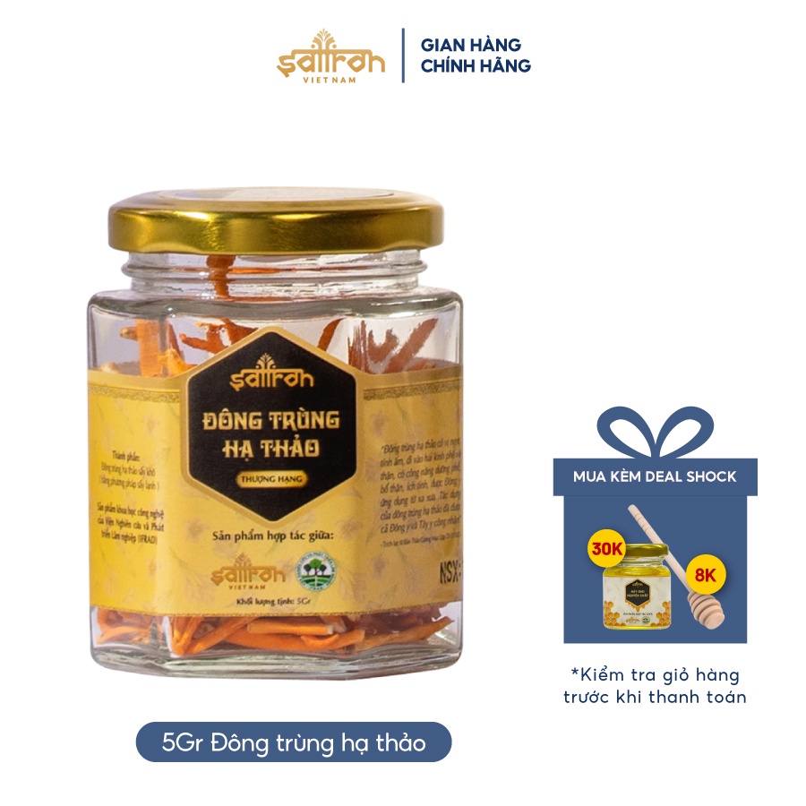 Đông Trùng Hạ Thảo Sấy Lạnh 5Gram/lọ thương hiệu Saffron Việt Nam