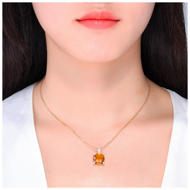 Dây Chuyền Và Mặt Đá Quý Hình Vuông Mạ Vàng 18k Nhiều Màu Tự Chọn Phong Cách Hàn Quốc 2850