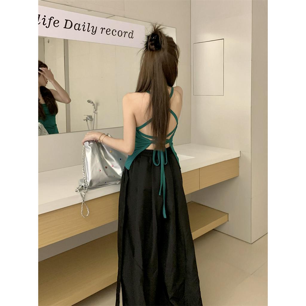 Áo Lót Dây Chéo Hở Lưng Có Mút Nâng Ngực Màu Xanh Lá Cây Thời Trang Mùa Hè Hong Kong Quyến Rũ Cho Nữ