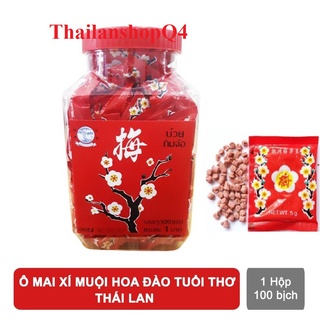 1 hộp 100 gói xí muội ô mai hoa đào Thái Lan