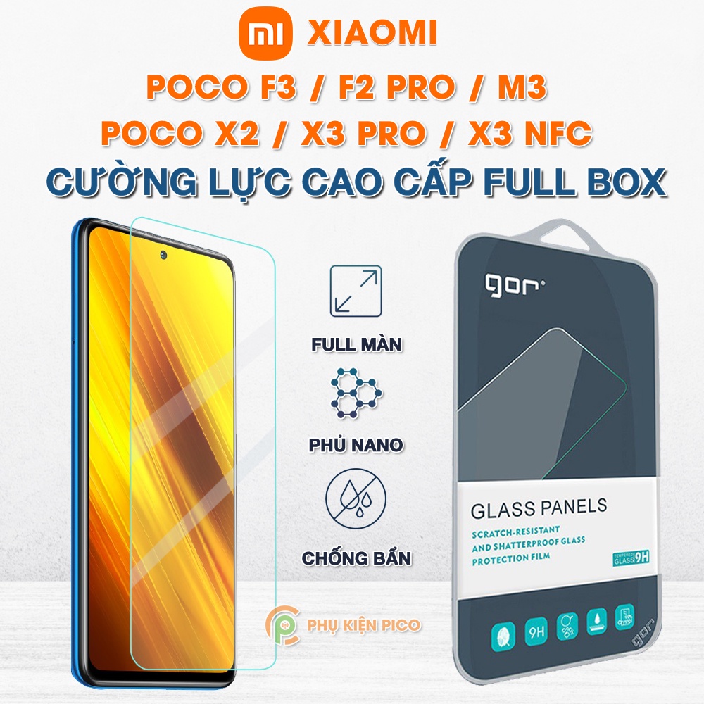 Kính cường lực Xiaomi Poco X3 NFC / Poco F3 / Poco X3 Pro / Poco M3 Pro / Poco M4 Pro 5G full màn hình chính hãng Gor