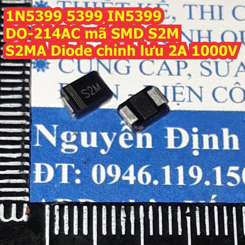 50 con 1N5399 5399 IN5399 DO-214AC mã SMD S2M S2MA Diode chỉnh lưu 2A 1000V