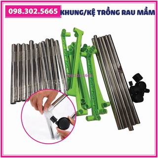 Khung/kệ trồng rau mầm - loại 6 khay 3 tầng có bánh xe (không có khay)- Giá đỡ khay trồng  rau mầm