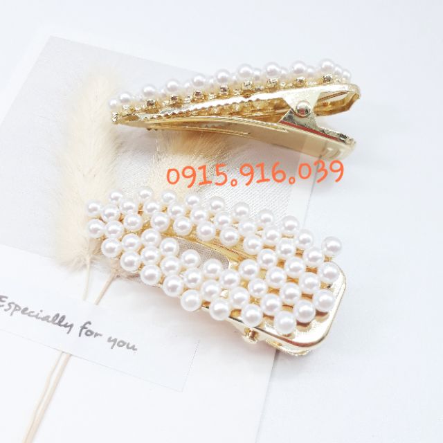 Kẹp Tóc Mái Đính Ngọc Hot, Kẹp Mái Kim Loại Dành Cho Nữ