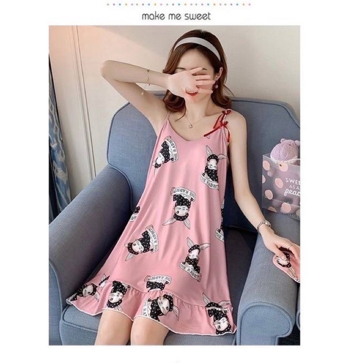 ĐẦM THUN 2 DÂY HOẠ TIẾT SIÊU DỄ THƯƠNG HÀNG CHUẨN QC TÚI ZIP | BigBuy360 - bigbuy360.vn