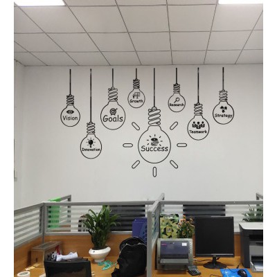 Tranh dán tường mcia 3d - Đèn chữ đen, tranh dán động lưc, trang trí phòng tập gym, yoga, công ty, văn phòng làm việc