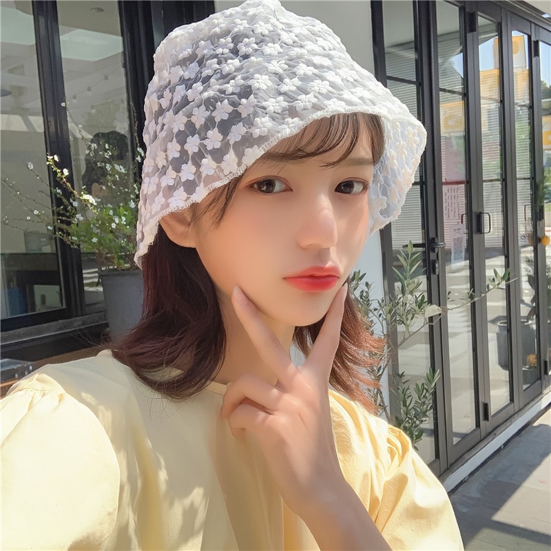 Nón Tai Bèo Phối Ren Hoa Thoáng Khí Phong Cách Nhật Bản