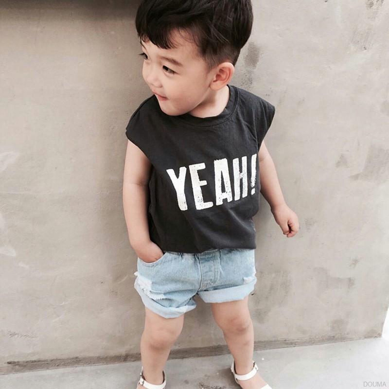 Áo Thun Sát Nách In Chữ Cho Bé Trai