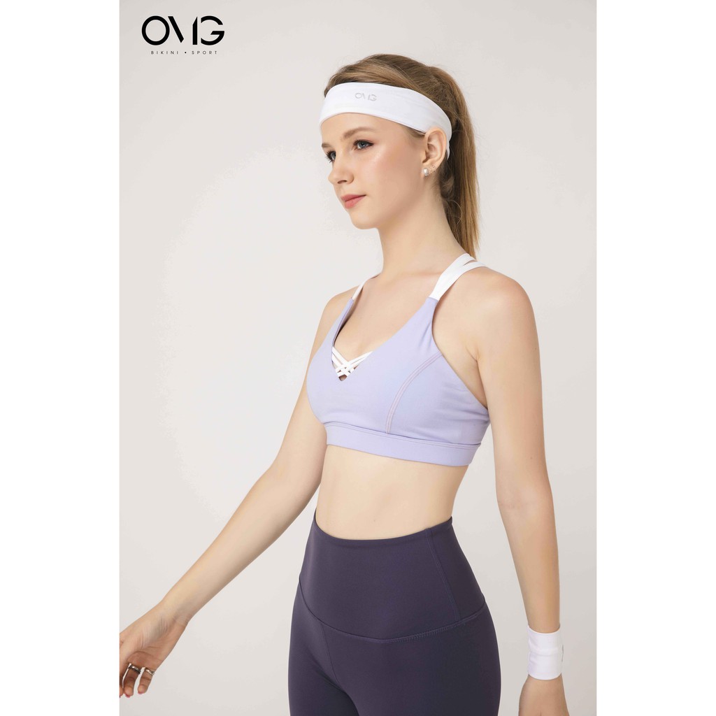 Áo tập Nữ OMG Sport kiểu bra đan dây chéo- màu Tím - BG089_PP