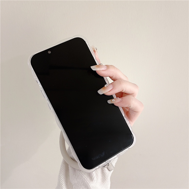 Ốp Điện Thoại Silicon Họa Tiết Thỏ Hoạt Hình Gắn Dây Đeo Cổ Tay Cho Iphone 11 12 xs 13Pro 14