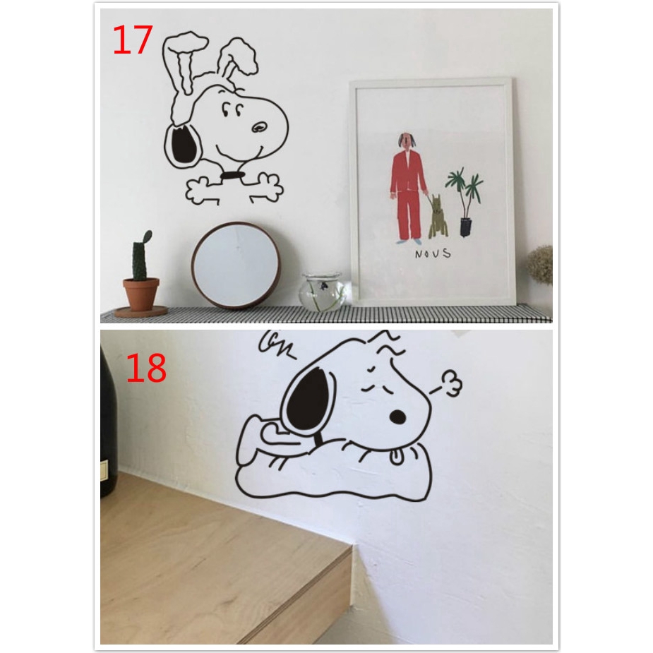 Miếng Dán Trang Trí Tường / Cửa Sổ Họa Tiết Hoạt Hình Snoopy Đáng Yêu
