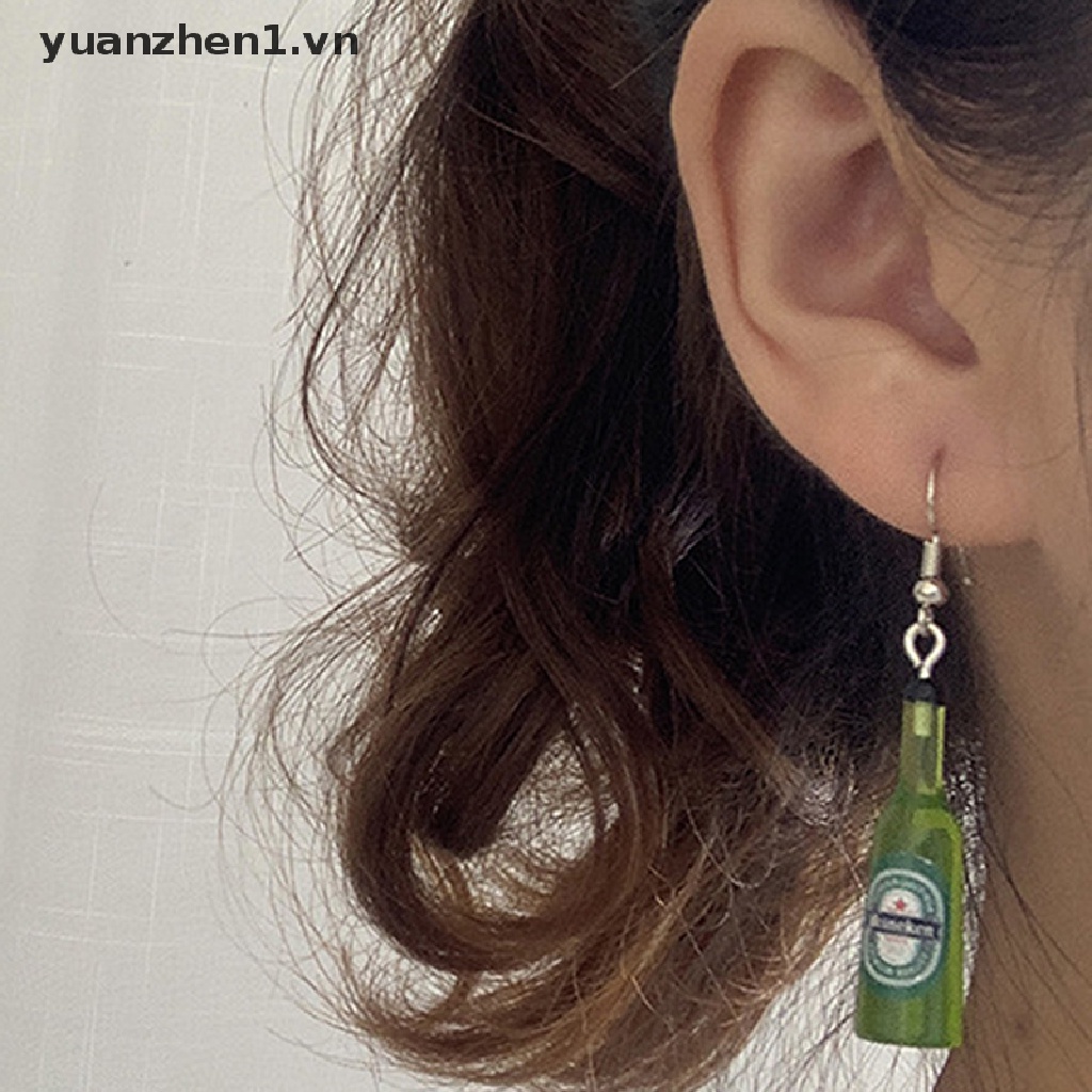 Khuyên tai hình chai bia bằng nhựa resin thời trang cho nữ