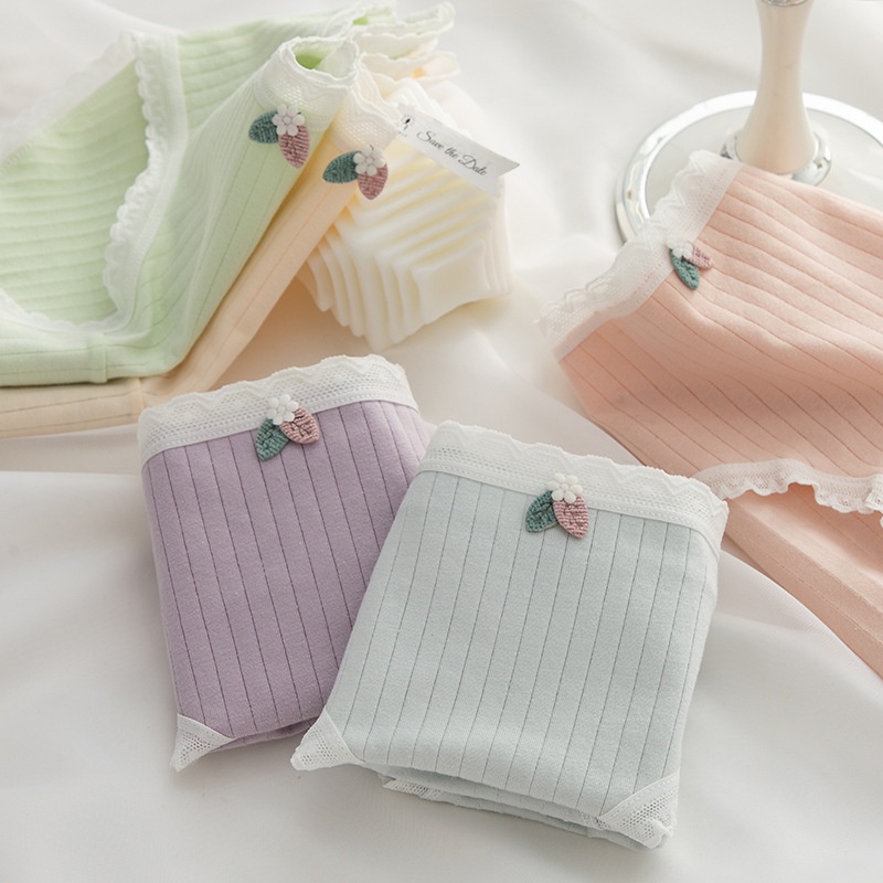Quần lót nữ cotton viền ren đính nơ kháng khuẩn dễ thương cute quyến rũ đẹp 03