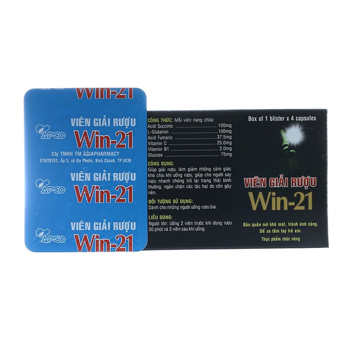 Viên uống giải say WIN 21 - Hộp 14 hộp nhỏ 4 viên