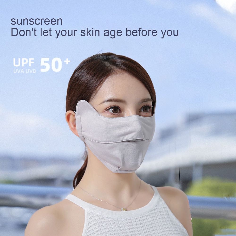 Khẩu trang chống tia UV 98%, khẩu trang vải lụa mát chống nắng, Unisex nam nữ đều thích hợp có nút chỉnh quai đeo