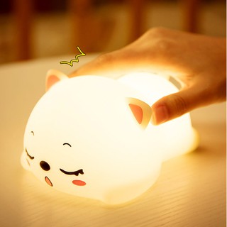 Đèn ngủ silicon cảm ứng đổi màu hình mèo