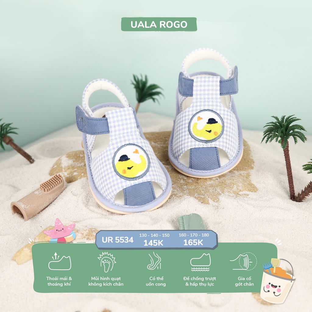 Giày tập đi Uala Rogo chuẩn y khoa đế cao su non cao cấp mềm cho bé gái chống trơn trượt voi caro trái tim kẻ caro 5534