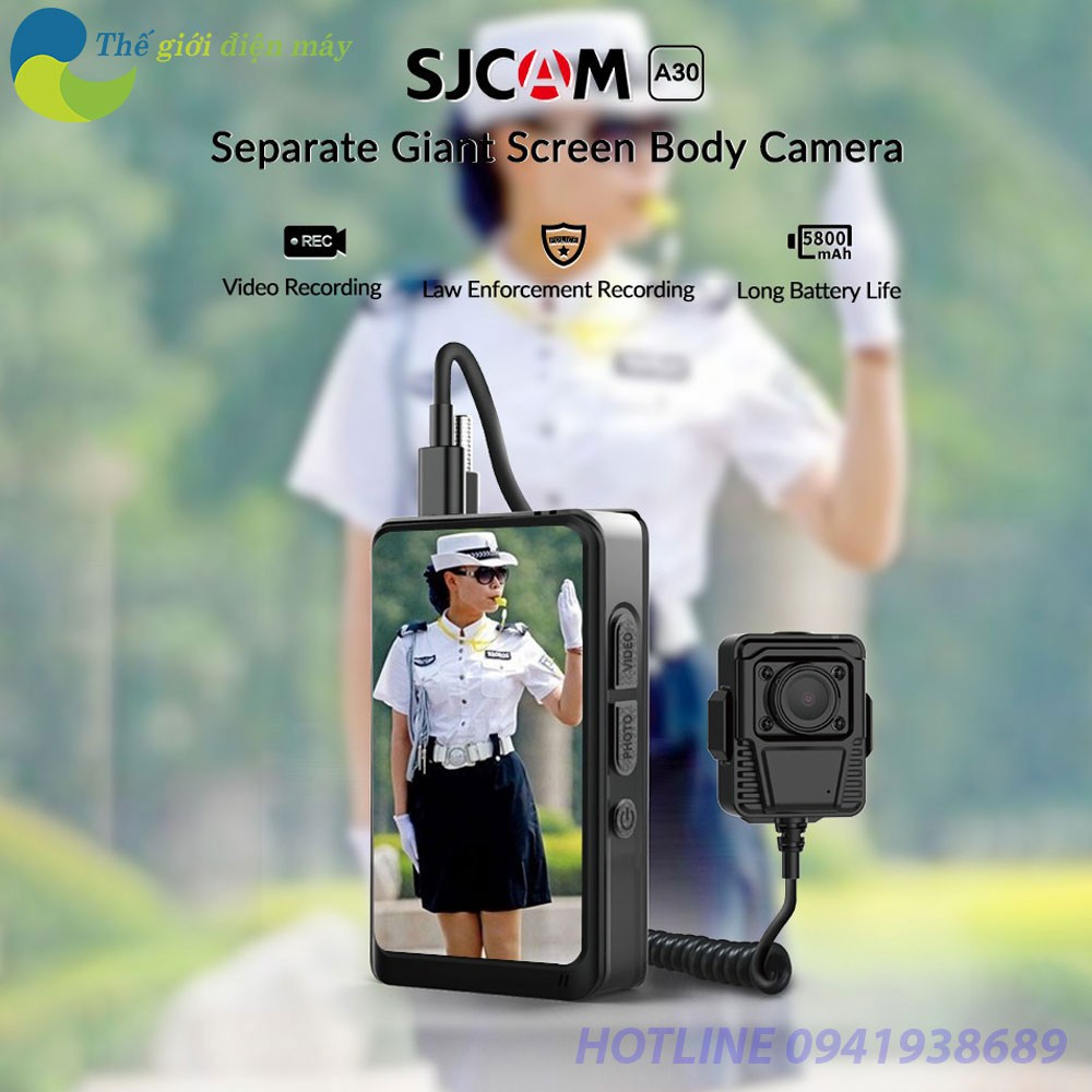 Body Camera SJCAM A30 wifi, pin 5800mah, LCD 4 inch, IP64, 4 đèn led - Bảo hành 12 tháng - Shop Thế Giới Điện Máy