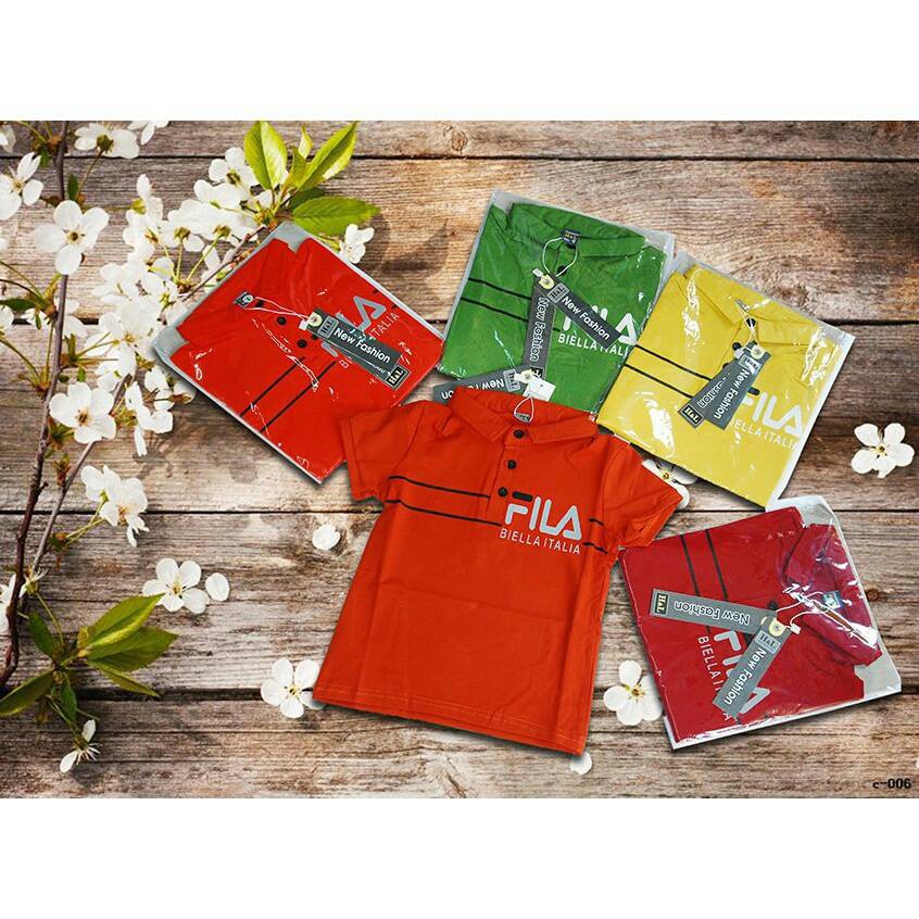 ÁO THUN SIZE 6-10 IN FILA CỔ TRỤ BÉ TRAI (AT104)