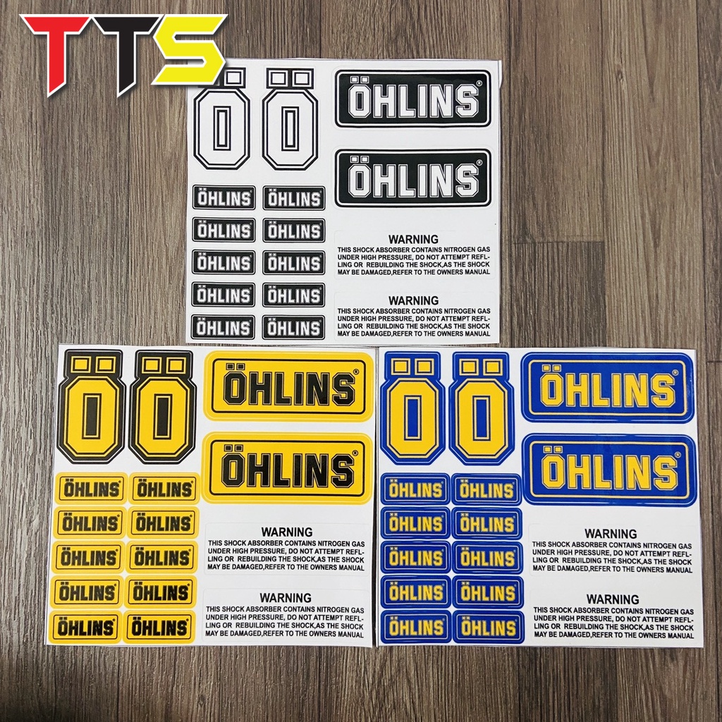 Bộ tem chủ đề OHLINS nhiều logo dán trang trí nón bảo hiểm, xe máy, laptop