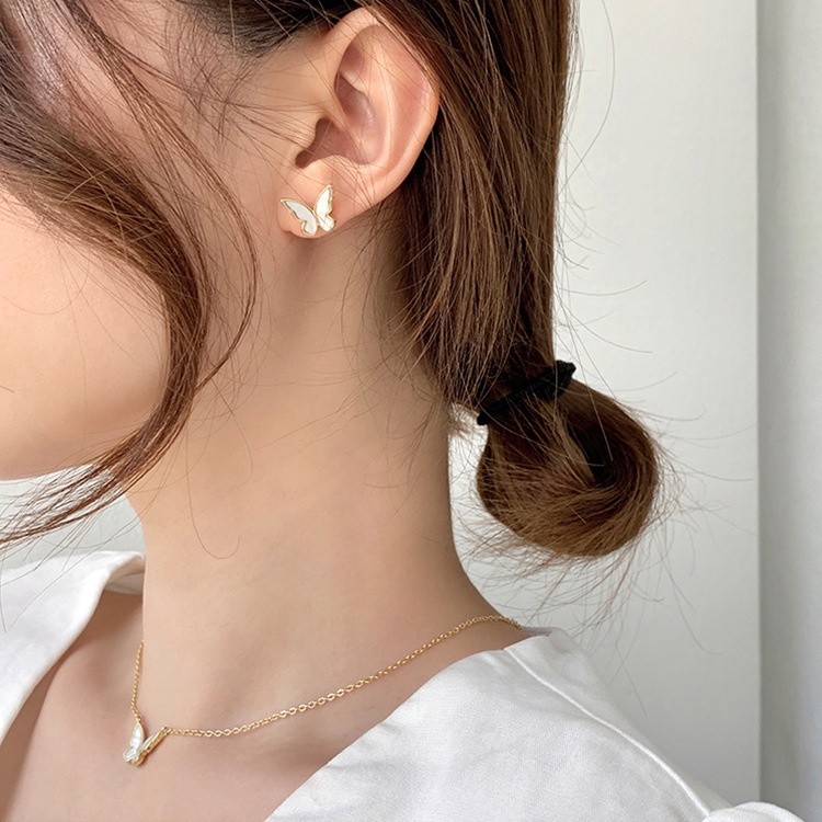 Bộ Vòng cổ + Bông Tai Hình Bướm Nhiều Màu