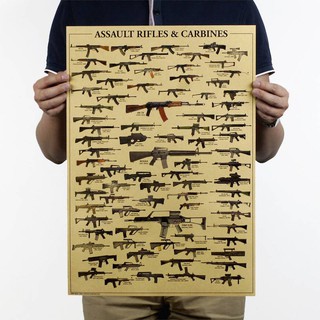 Áp Phích Hình Gun Assault Rifle Quân Đội Trang Trí Nghệ Thuật Kho chứa Xx