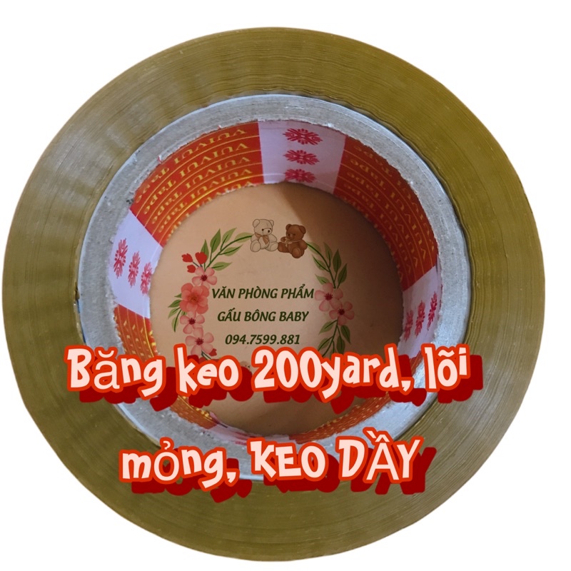 1 cuộn Băng keo trong 200 Yard nặng 300gr lõi mỏng, băng keo dầy đóng hàng hoá