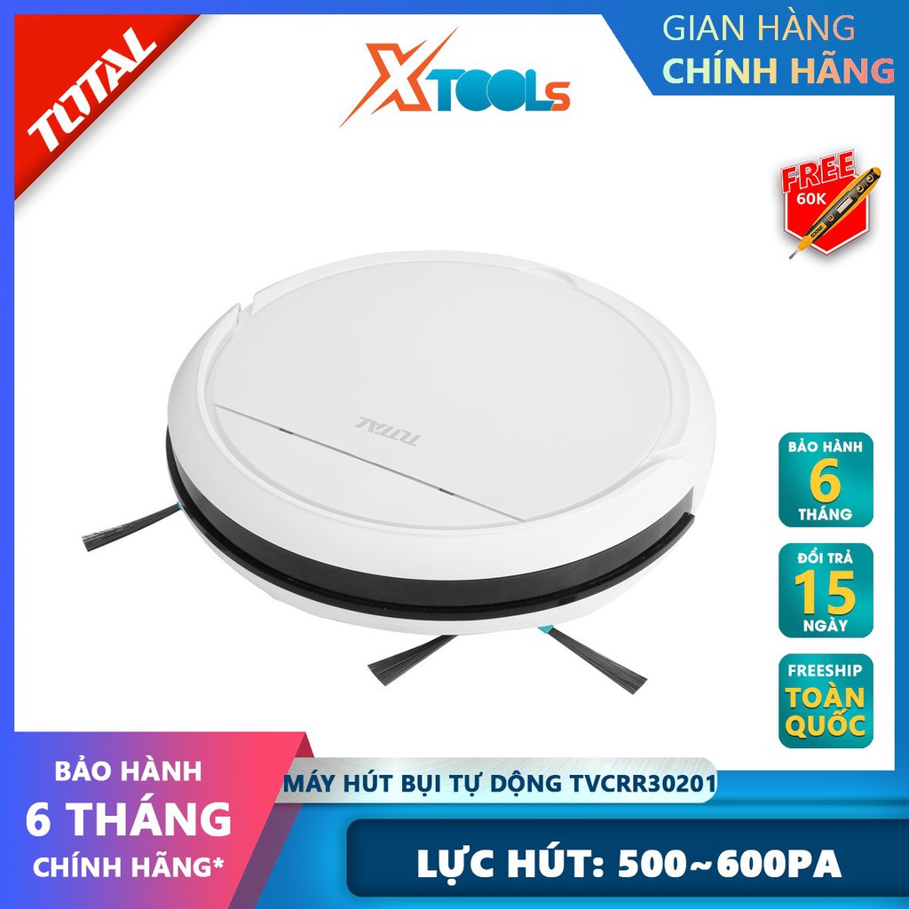 Máy hút bụi tự động dùng pin Total TVCRR30201 Máy hút bụi robot pin Lithium: 2.0Ah. Lực hút: 500~600Pa.