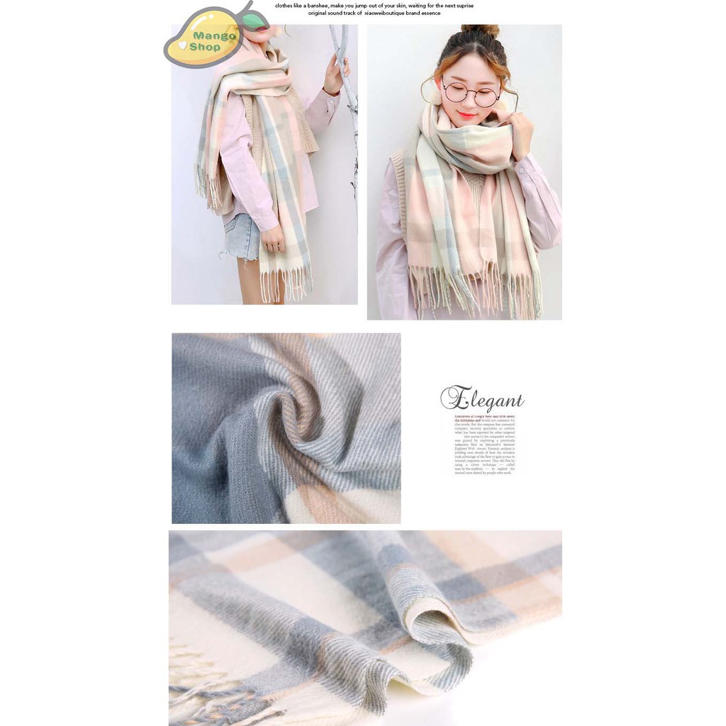 Khăn quàng nam nữ kẻ pastel Ulzzang Hàn Quốc video, ảnh tự chụp