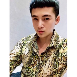 Sơ mi lụa họa tiết da rắn