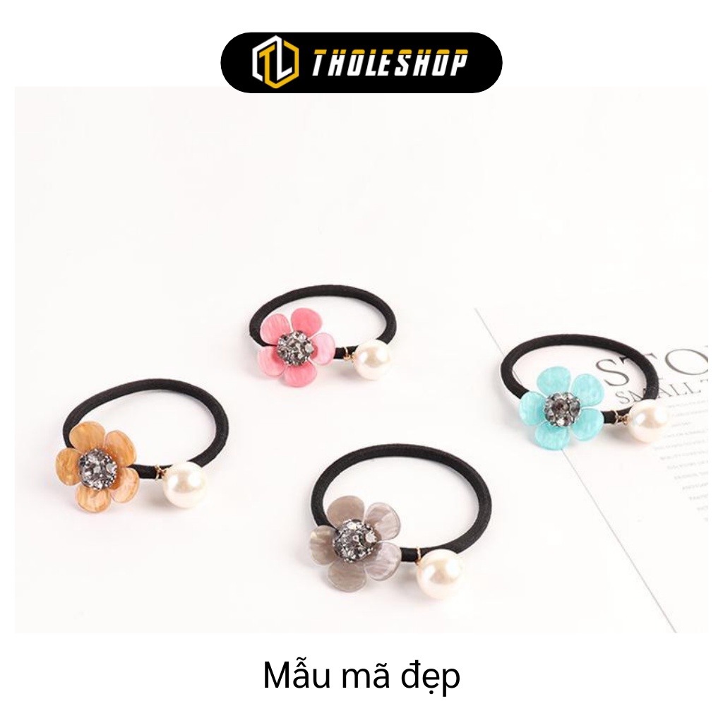 Dây Cột Tóc - Dây Buộc Hình Hoa Và Ngọc Đáng Yêu, Không Làm Đau Tóc  5994