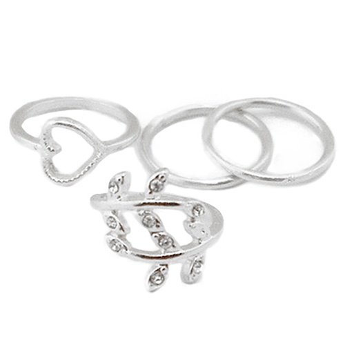 Set 4 Nhẫn Đốt Ngón Tay Nhiều Kiểu Đính Đá Phong Cách Boho