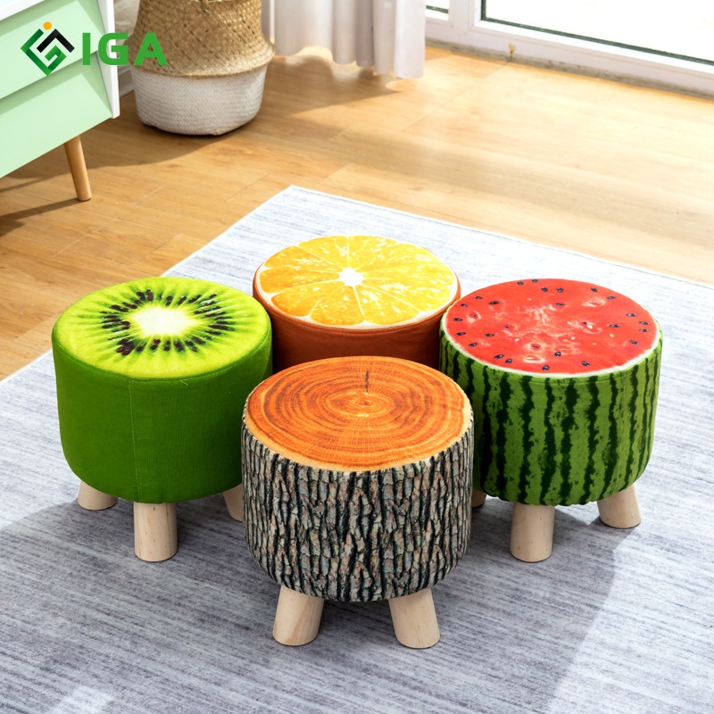 Ghế đôn hình hoa quả chân gỗ sồi tự nhiên cao cấp - GDHV