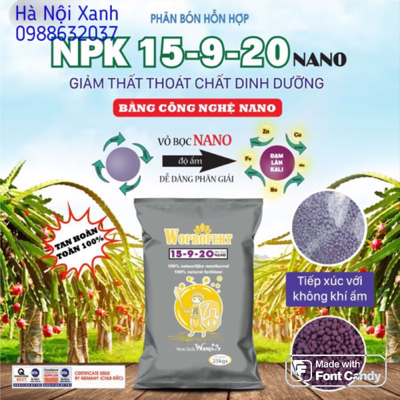 1kg-PHÂN BÓN HỖN HỢP NPK 15-9-20 +TE  BỔ SUNG VI LƯỢNG GIÚP RA HOA RA TRÁI , QUẢ- NUÔI HOA, NUÔI TRÁI”