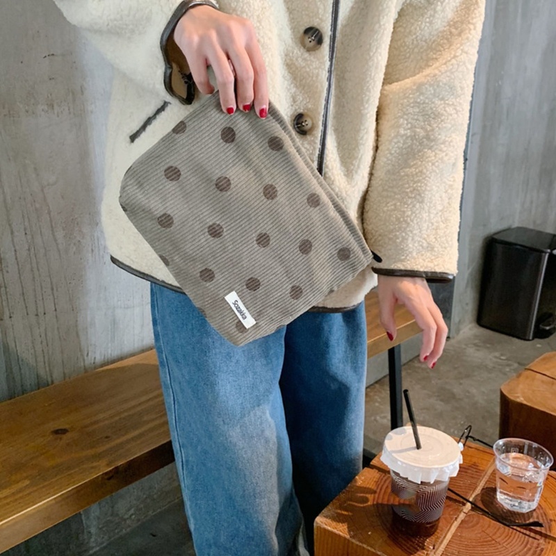 Túi Đựng Đồ Trang Điểm Sức Chứa Lớn Họa Tiết Chấm Bi Xinh Xắn Tiện Dụng Cho Nữ