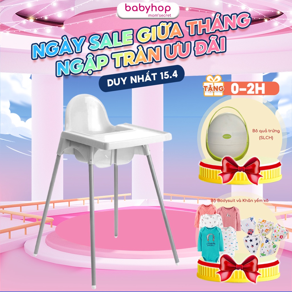 Ghế ăn dặm cho bé Glosby Babyhop kèm mặt bàn,ăn dặm kiểu nhật &amp; BLW, 2 chế độ chân, kèm mặt bàn, cho bé từ 6 tháng