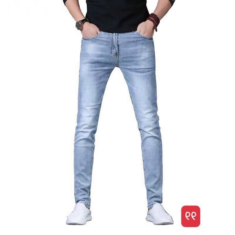 Quần jean nam xanh trơn cao cấp-chất bò co dãn 4 chiều-from chuẫn thời trang Lady-Hn Store88 q22