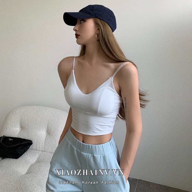 Áo croptop hai dây XIAOZHAINV phong cách mùa hè thời trang quyến rũ cho nữ