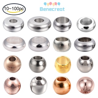 Bộ 100 hạt xâu BENECREAT bằng thép không gỉ 304 mạ vàng hồng 1.5mm ~ 8mm nhiều màu sắc