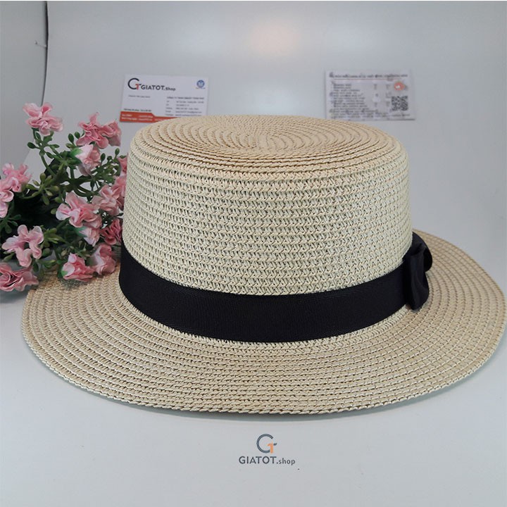 SALE - Mũ cói thời trang đi biển đi biển nữ thời trang nơ to cao cấp GIATOT.shop