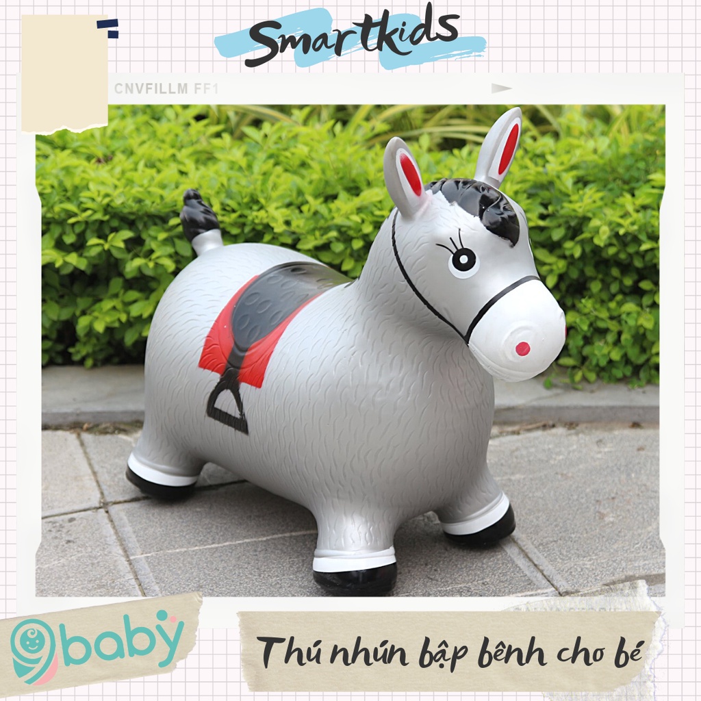 [ẢNH THẬT + VIDEO] Thú nhún kèm bơm Toys House mẫu ngựa xám