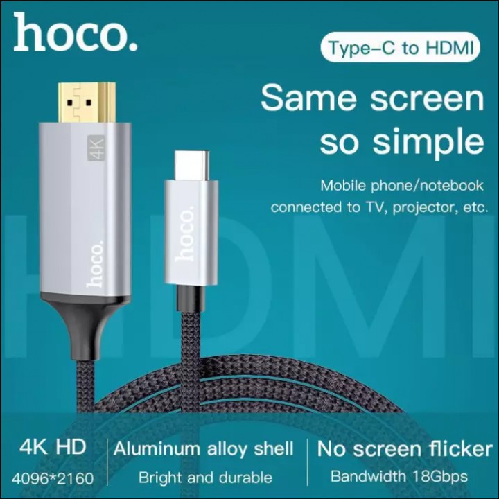 Cáp Chuyển Đổi Hoco UA13 Cổng Type C Sang HDMI Công Nghệ 4K