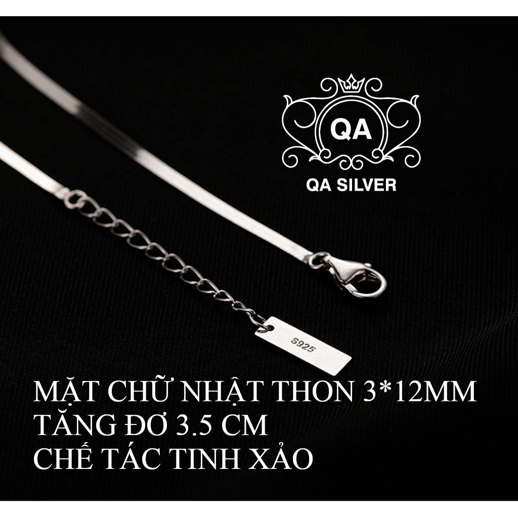 Lắc chân bạc 925 sợi rắn trơn mặt chữ nhật vòng nữ tối giản S925 MINIMAL QA SILVER Anklet AN210901