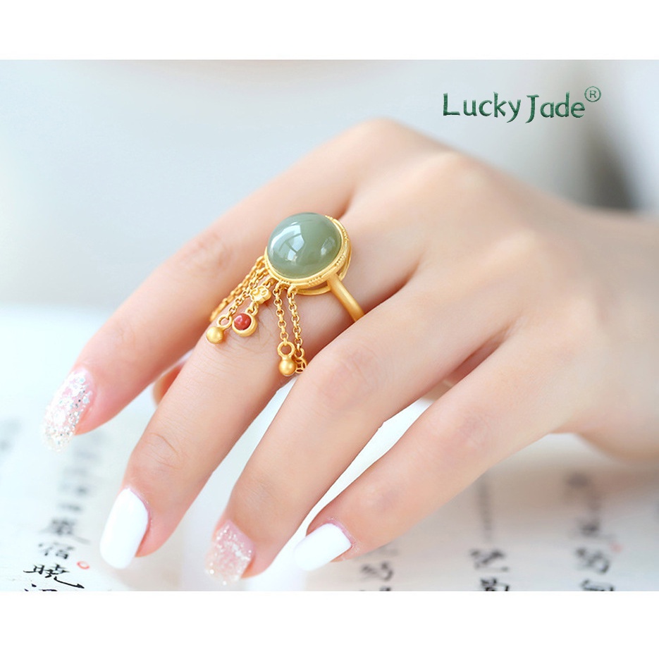 Vòng Tay Mạ Vàng 18K Đính Đá Ngọc Bích Phong Cách Trung Hoa Thời Trang