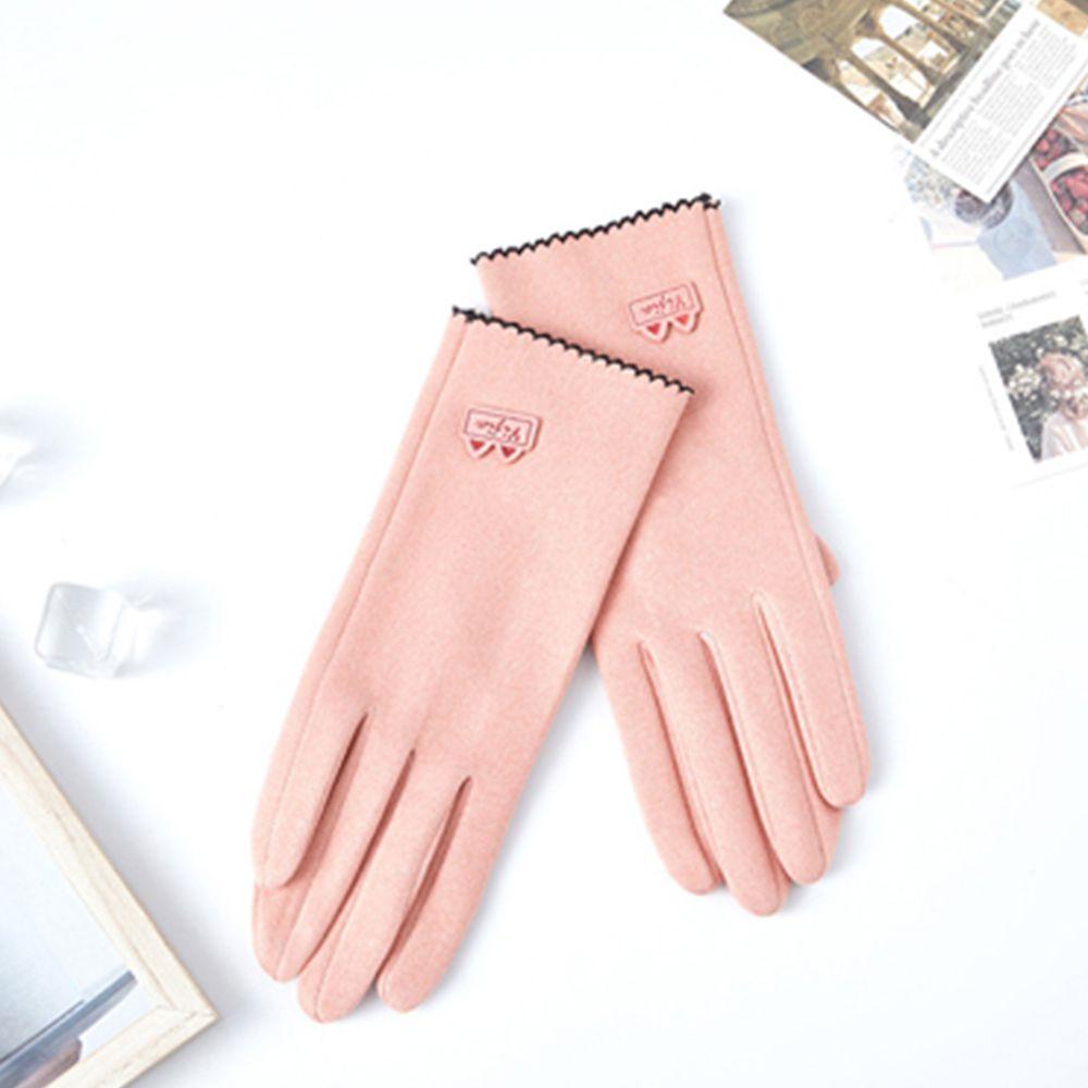 IVORY Găng Tay Lái Xe Vải Nhung Chống Gió Đính Nơ Thời Trang Đức Có Thể Chạm Màn Hình Cảm Ứng