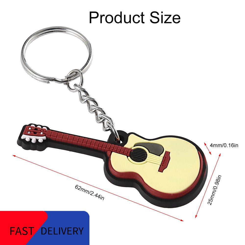 Móc Chìa Khóa Hình Đàn Guitar Bằng Silicon Giá Đỡ